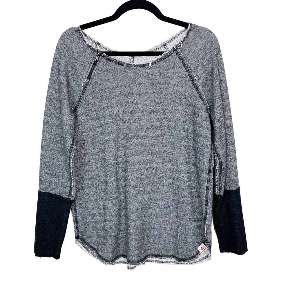 Vimmia Colorblock French Terry Sweatshirt Side Zip Heather Gray Black Womens S